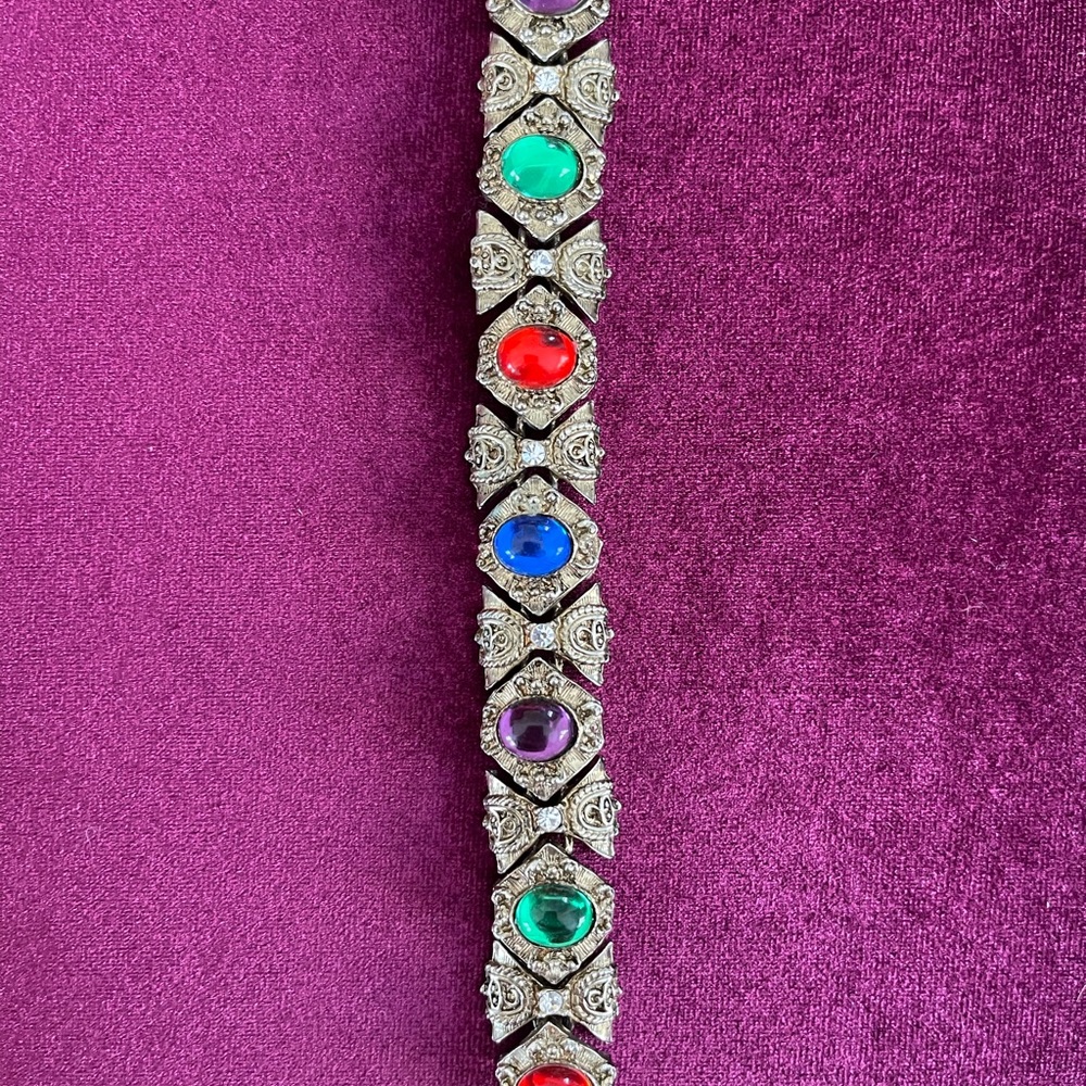 Colorful Glass Cabochon Vintage Bracelet